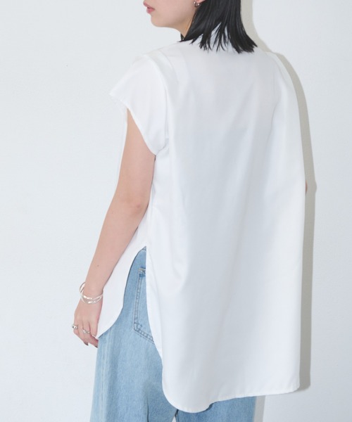 Aunt Marie's(アントマリーズ)の「ショルダータックフレンチスリーブブラウス(シャツ/ブラウス・レディース・ホワイト/ブラック/ブルー・FREE)」の7枚目の写真