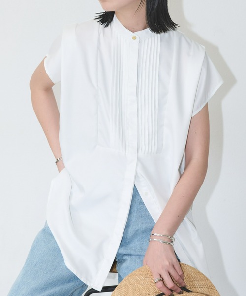 Aunt Marie's(アントマリーズ)の「ショルダータックフレンチスリーブブラウス(シャツ/ブラウス・レディース・ホワイト/ブラック/ブルー・FREE)」の9枚目の写真