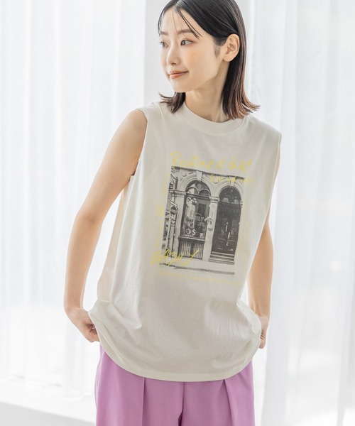 LAKOLE（ラコレ）の「フォトレタリングスリーブレスT / 963219（Tシャツ/カットソー・レディース・ブラック/グレー/ホワイト系5/ホワイト系6・SMALL/MEDIUM）」の2枚目の写真
