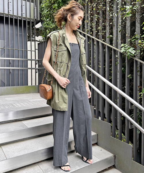 Spick & Span(スピックアンドスパン)の「ハイツイストクロスベアコンビネゾン(サロペット/オーバーオール・レディース・チャコールグレー・38/36)」の3枚目の写真