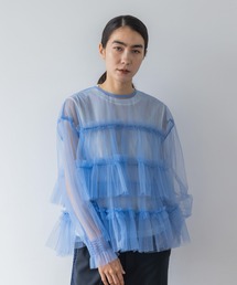 yuw | ２ＷＡＹチュールラッフルブラウス　971357(シャツ/ブラウス)