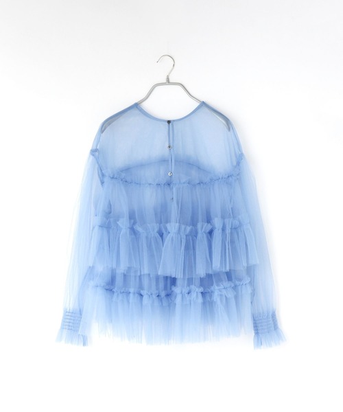 yuw（ユウ）の「２ＷＡＹチュールラッフルブラウス　971357（シャツ/ブラウス・レディース・ブルー/ブラック・FREE）」の14枚目の写真