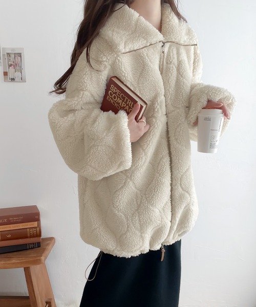 classicalelf（クラシカルエルフ）の「ゆるっとたぷっと。ビッグカラーキルティングダブルジップ オーバーサイズ ボアブルゾン（ブルゾン・レディース・ブラウン/アイボリー/ブラック・LARGE/MEDIUM/SMALL/X-LARGE）」の18枚目の写真