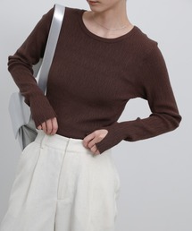 select MOCA | 【8色展開】ニュアンスリブクルーネックトップス(Tシャツ/カットソー)