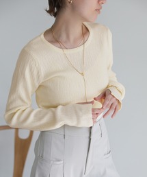 select MOCA（セレクトモカ）の「≪もちもち肌触り≫ニュアンスリブクルーネックトップス（Tシャツ/カットソー）」