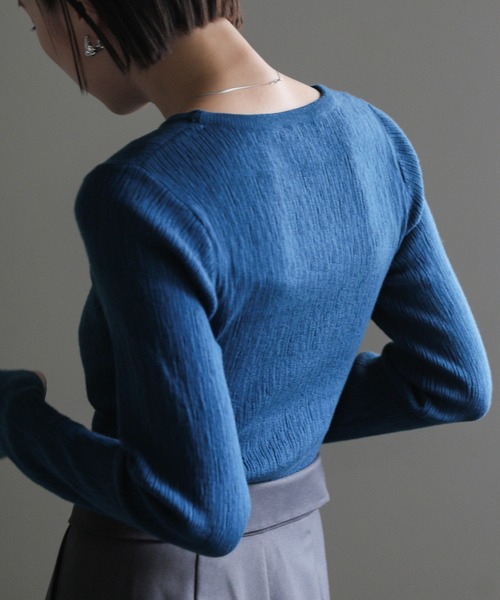 select MOCA（セレクトモカ）の「【8色展開】ニュアンスリブクルーネックトップス（Tシャツ/カットソー・レディース・ライトグレー/ブルー/ブラック/アイボリー/ホワイト/グレイッシュベージュ/ダークグレー/ブラウン・FREE）」の22枚目の写真