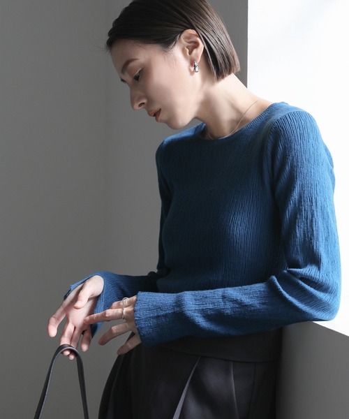 select MOCA（セレクトモカ）の「【8色展開】ニュアンスリブクルーネックトップス（Tシャツ/カットソー・レディース・ライトグレー/ブルー/ブラック/アイボリー/ホワイト/グレイッシュベージュ/ダークグレー/ブラウン・FREE）」の20枚目の写真