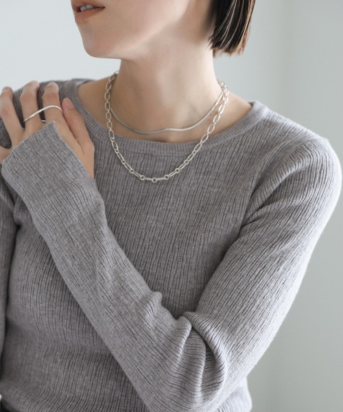 select MOCA（セレクトモカ）の「【8色展開】ニュアンスリブクルーネックトップス（Tシャツ/カットソー・レディース・ライトグレー/ブルー/ブラック/アイボリー/ホワイト/グレイッシュベージュ/ダークグレー/ブラウン・FREE）」の12枚目の写真