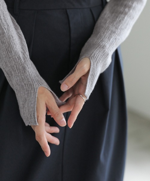 select MOCA（セレクトモカ）の「【8色展開】ニュアンスリブクルーネックトップス（Tシャツ/カットソー・レディース・ライトグレー/ブルー/ブラック/アイボリー/ホワイト/グレイッシュベージュ/ダークグレー/ブラウン・FREE）」の17枚目の写真