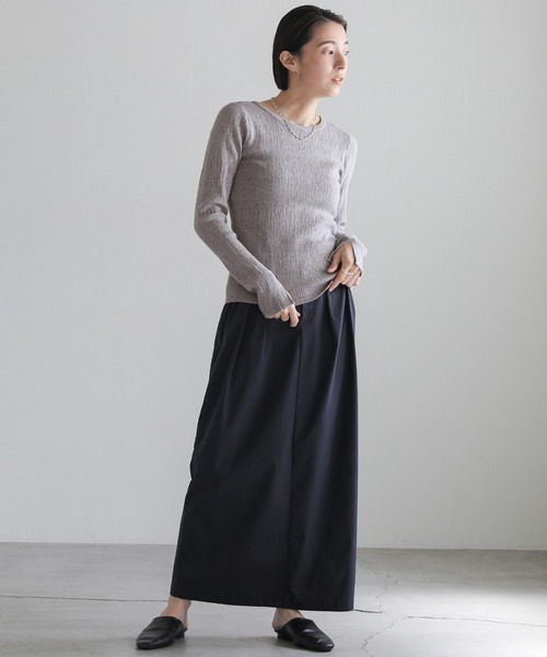 select MOCA（セレクトモカ）の「【8色展開】ニュアンスリブクルーネックトップス（Tシャツ/カットソー・レディース・ライトグレー/ブルー/ブラック/アイボリー/ホワイト/グレイッシュベージュ/ダークグレー/ブラウン・FREE）」の18枚目の写真