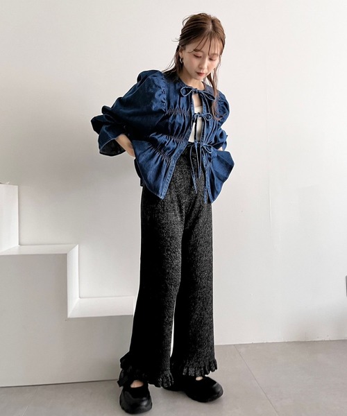 LOWRYS FARM(ローリーズファーム)の「スソフリルパンツ 967857(その他パンツ・レディース・パープル/シルバー/アイボリー/ブラック系その他/ブラック・FREE)」の9枚目の写真