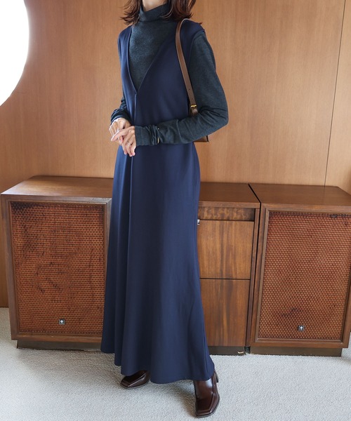 セール】Vネックポンチフレアワンピース（ワンピース）｜evernavy