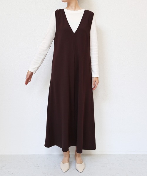 セール】Vネックポンチフレアワンピース（ワンピース）｜evernavy