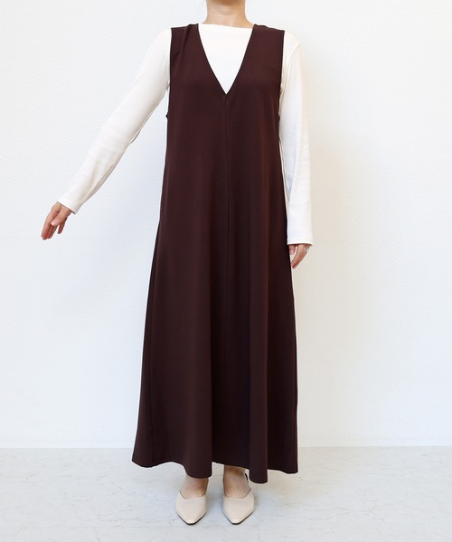 セール】Vネックポンチフレアワンピース（ワンピース）｜evernavy