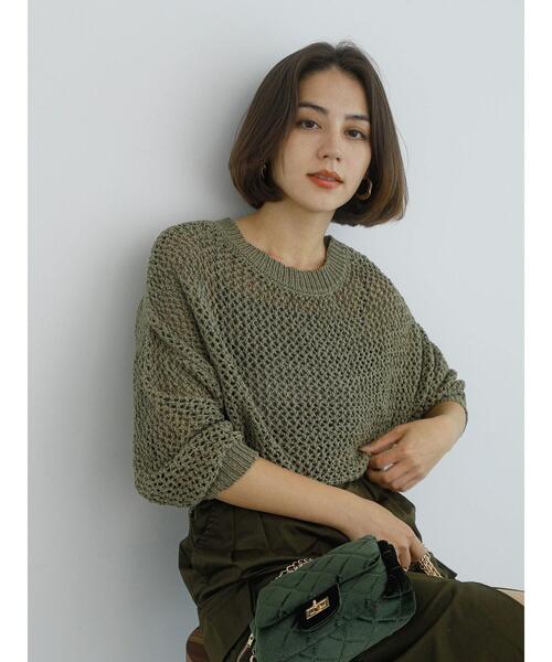 Te chichi（テチチ）の「【Atelier Militaire】テープヤーンメッシュニット（ニット/セーター・レディース・オリーブ・F）」の6枚目の写真