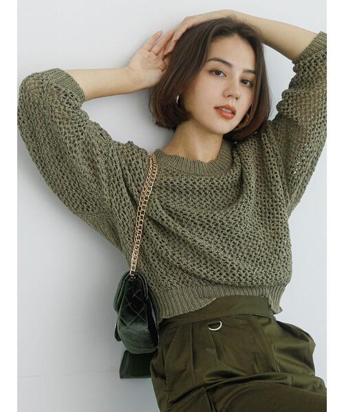 Te chichi（テチチ）の「【Atelier Militaire】テープヤーンメッシュニット（ニット/セーター・レディース・オリーブ・F）」の7枚目の写真