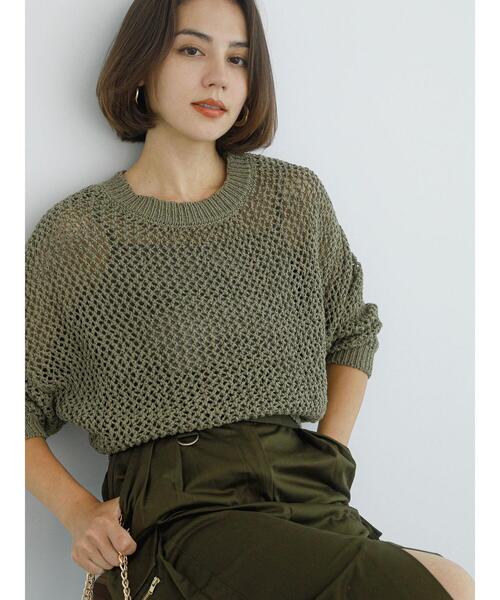 Te chichi（テチチ）の「【Atelier Militaire】テープヤーンメッシュニット（ニット/セーター・レディース・オリーブ・F）」の8枚目の写真