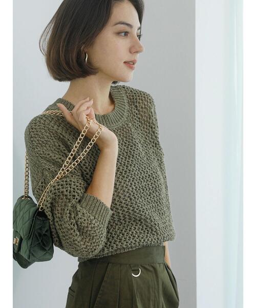 Te chichi（テチチ）の「【Atelier Militaire】テープヤーンメッシュニット（ニット/セーター・レディース・オリーブ・F）」の9枚目の写真