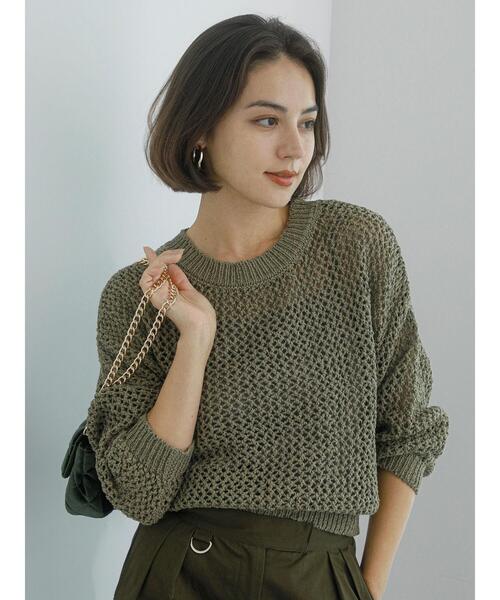 Te chichi（テチチ）の「【Atelier Militaire】テープヤーンメッシュニット（ニット/セーター・レディース・オリーブ・F）」の11枚目の写真