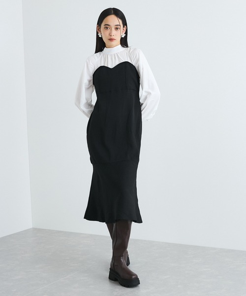 VIS(ビス)の「【VIS DRESS】バックリボンドッキングマーメイドワンピース(ワンピース・レディース・ブラック/ホワイト系その他5・FREE)」の15枚目の写真