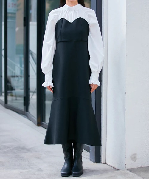 VIS(ビス)の「【VIS DRESS】バックリボンドッキングマーメイドワンピース(ワンピース・レディース・ブラック/ホワイト系その他5・FREE)」の19枚目の写真