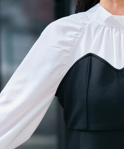 VIS(ビス)の「【VIS DRESS】バックリボンドッキングマーメイドワンピース(ワンピース・レディース・ブラック/ホワイト系その他5・FREE)」の5枚目の写真