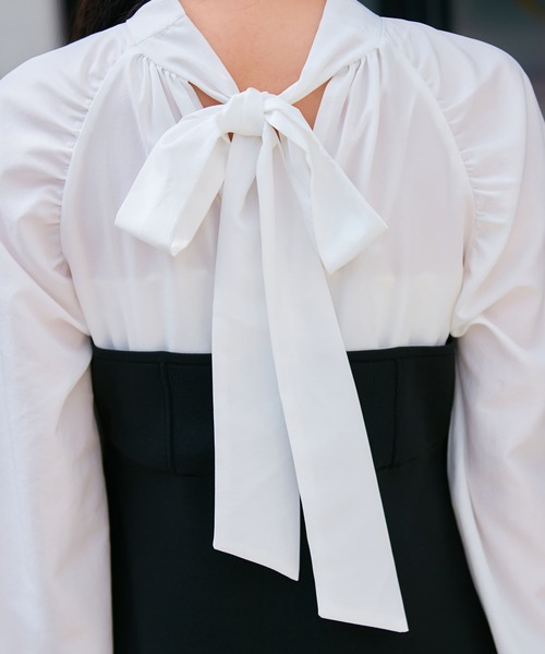 VIS(ビス)の「【VIS DRESS】バックリボンドッキングマーメイドワンピース(ワンピース・レディース・ブラック/ホワイト系その他5・FREE)」の8枚目の写真