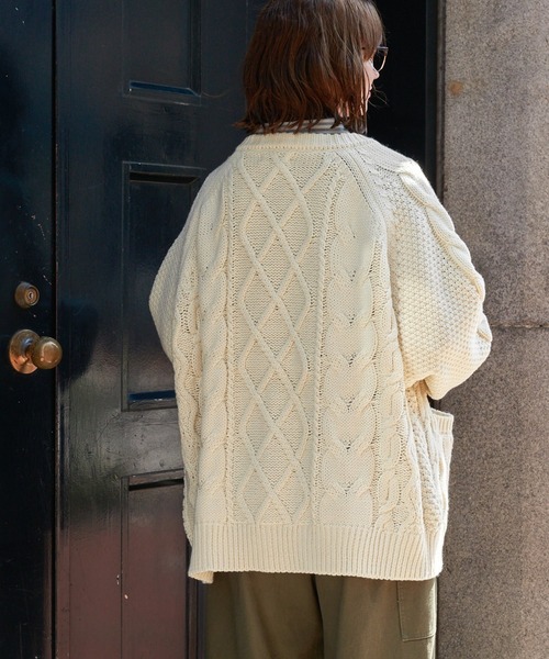 MONO-MART LADY'S(モノマートレディース)の「フィッシャーマンクルーネックニットカーディガン(カーディガン/ボレロ・レディース・ネイビー/ダークグリーン/チャコールグレー/アイボリー/レッド・FREE)」の13枚目の写真