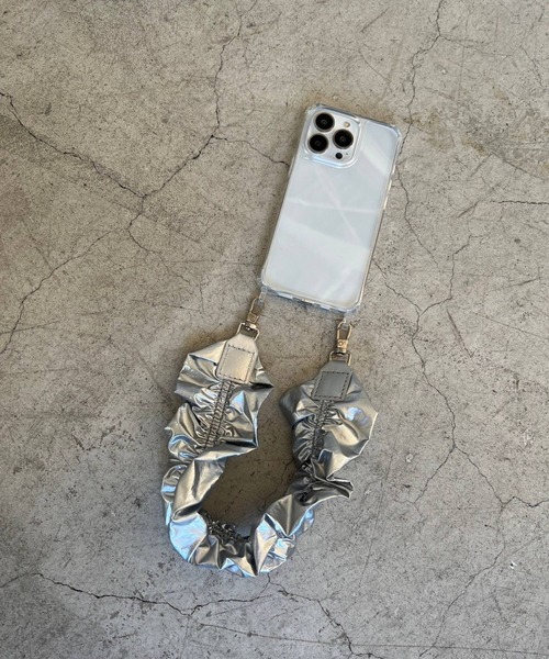 Me%(ミィパーセント)の「【ストラップシート付き】ナイロンシュシュハンドルストラップ 972393(スマホグッズ・レディース・アイボリー/ブラック/シルバー/グレー系その他・FREE)」の18枚目の写真