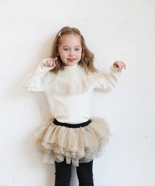 Rora(ローラ)の「ゆめ チュチュ スカッツ / スカートパンツ レギンス(スカート・キッズ・ブラック×ゴールド/シャンパン・110/140/100/120/130)」の6枚目の写真