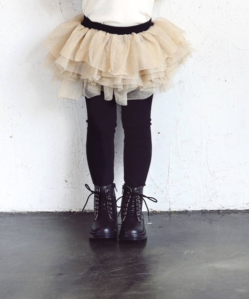 Rora(ローラ)の「ゆめ チュチュ スカッツ / スカートパンツ レギンス(スカート・キッズ・ブラック×ゴールド/シャンパン・110/140/100/120/130)」の11枚目の写真