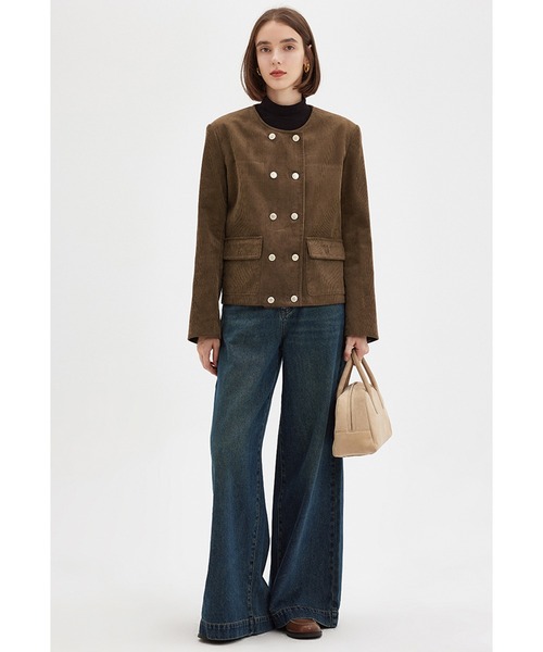 Fano Studios(ファノ ストゥディオズ)の「ノーカラーコーデュロイダブルブレストジャケット FQ23W155【Fano Studios】(ノーカラージャケット・レディース・ブラウン・L/M/S)」の6枚目の写真