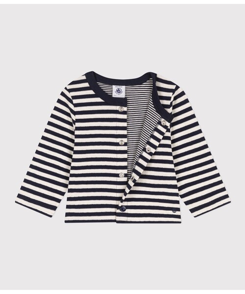PETIT BATEAU（プチバトー）の「チュビックミラレカーディガン（カーディガン/ボレロ・キッズ・ブルー系その他・12MONTH/36MONTH/24MONTH/18MONTH）」の2枚目の写真