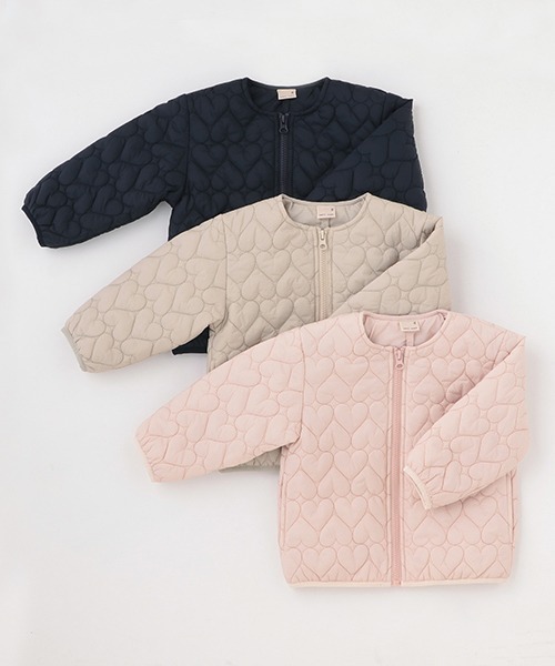 petit main（プティマイン）の「ハートキルティングジャケット（ブルゾン・キッズ・ネイビー/ライトベージュ/ライトピンク・130cm/90cm/120cm/80ｃｍ/110cm/100cm）」の10枚目の写真