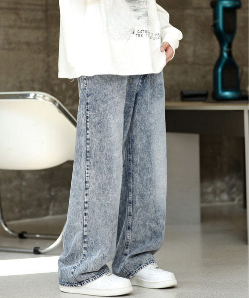 neos(ネオス)の「【neos -addictive design-】ルーズシルエット ビンテージ ウォッシュ加工 セミワイド デニム パンツ(デニムパンツ・メンズ・ブラック系2/ブルー系2/ブルー系1/ブラック系1/ブラック系3・SMALL/MEDIUM/LARGE/X-LARGE)」の4枚目の写真