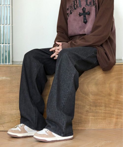 neos(ネオス)の「【neos -addictive design-】ルーズシルエット ビンテージ ウォッシュ加工 セミワイド デニム パンツ(デニムパンツ・メンズ・ブラック系2/ブルー系2/ブルー系1/ブラック系1/ブラック系3・SMALL/MEDIUM/LARGE/X-LARGE)」の14枚目の写真