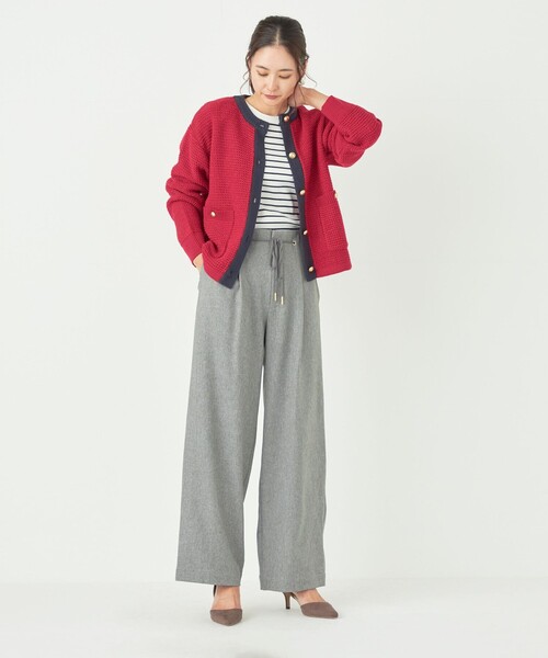 SHIPS Colors（シップス カラーズ）の「SHIPS Colors:〈手洗い可能〉ニット ツイード カーディガン（カーディガン/ボレロ・レディース・レッド/オフホワイト/ネイビー・ONE SIZE）」の13枚目の写真