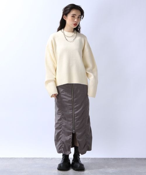 JEANASIS（ジーナシス）の「5Gストレッチカラークルーネックプルオーバー/988061（ニット/セーター・レディース・イエロー/グレー/オフホワイト・FREE）」の19枚目の写真