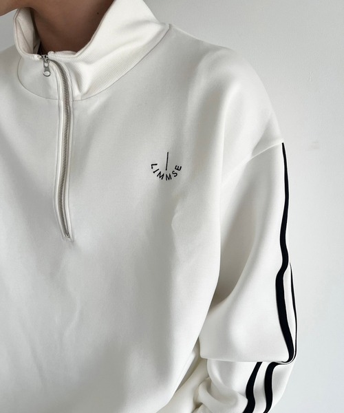 LIMMSE（リムズ）の「【LIMMSE】ワンポイント刺繍ハーフジップトラックジャケット（ジャージ・レディース・ホワイト/ピンク/サックスブルー/グレー・FREE）」の7枚目の写真