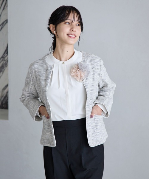 GLOBAL WORK（グローバルワーク）の「お手入れらくらく2WAYボウタイブラウス/970919（シャツ/ブラウス・レディース・ホワイト系その他/ライトブルー/オフホワイト・MEDIUM/LARGE）」の8枚目の写真