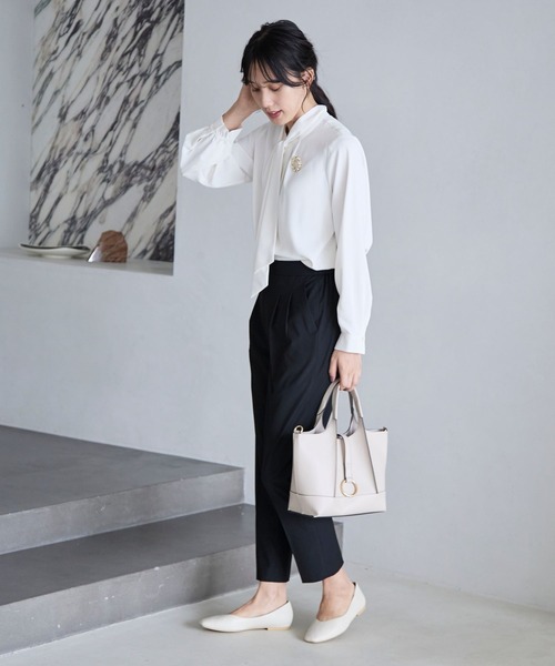 GLOBAL WORK（グローバルワーク）の「お手入れらくらく2WAYボウタイブラウス/970919（シャツ/ブラウス・レディース・ホワイト系その他/ライトブルー/オフホワイト・MEDIUM/LARGE）」の11枚目の写真