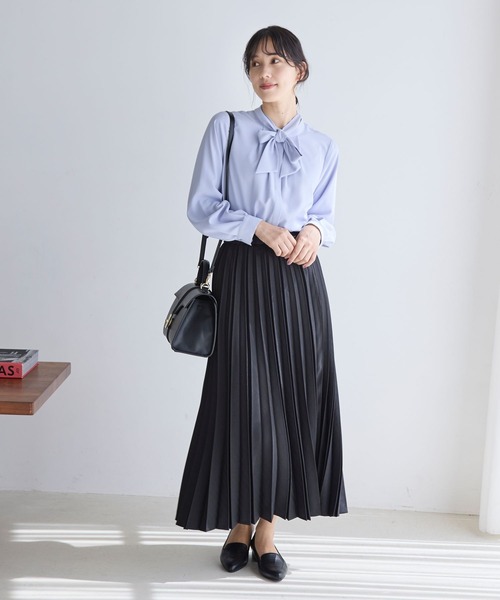 GLOBAL WORK（グローバルワーク）の「お手入れらくらく2WAYボウタイブラウス/970919（シャツ/ブラウス・レディース・ホワイト系その他/ライトブルー/オフホワイト・MEDIUM/LARGE）」の18枚目の写真