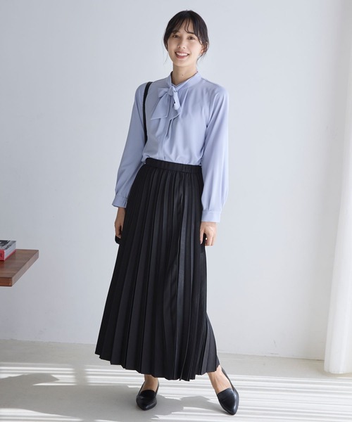 GLOBAL WORK（グローバルワーク）の「お手入れらくらく2WAYボウタイブラウス/970919（シャツ/ブラウス・レディース・ホワイト系その他/ライトブルー/オフホワイト・MEDIUM/LARGE）」の20枚目の写真