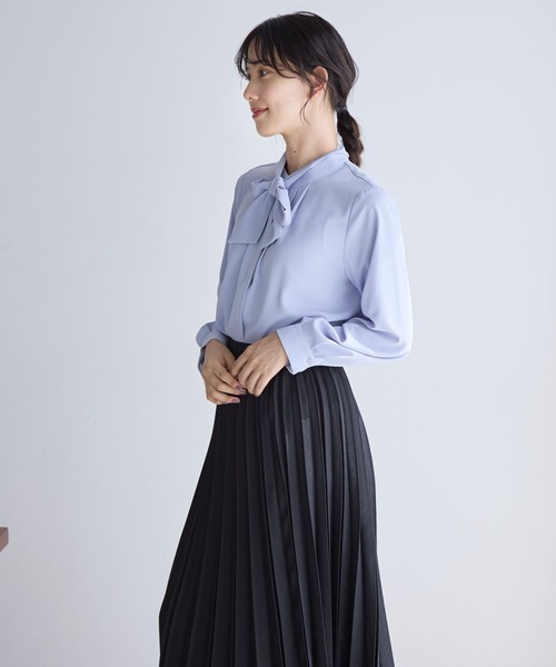 GLOBAL WORK（グローバルワーク）の「お手入れらくらく2WAYボウタイブラウス/970919（シャツ/ブラウス・レディース・ホワイト系その他/ライトブルー/オフホワイト・MEDIUM/LARGE）」の22枚目の写真