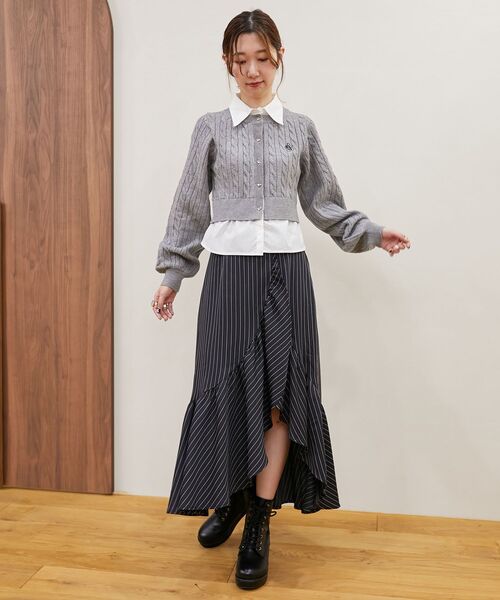 MAJESTIC LEGON(マジェスティックレゴン)の「アシメラッフルスカート(スカート・レディース・ブラック系その他/グレー系その他/ブルー系その他4・MEDIUM)」の10枚目の写真