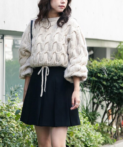 FREE'S MART（フリーズマート）の「◆ウール混ツイストショート丈ドロストニット（ニット/セーター・レディース・レッド/ブラウン/グレー/ホワイト系その他・FREE）」の11枚目の写真