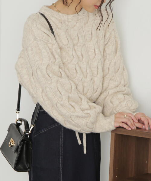 FREE'S MART（フリーズマート）の「◆ウール混ツイストショート丈ドロストニット（ニット/セーター・レディース・レッド/ブラウン/グレー/ホワイト系その他・FREE）」の17枚目の写真