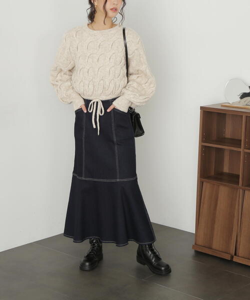 FREE'S MART（フリーズマート）の「◆ウール混ツイストショート丈ドロストニット（ニット/セーター・レディース・レッド/ブラウン/グレー/ホワイト系その他・FREE）」の19枚目の写真