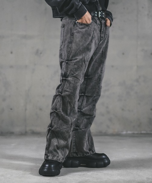 セール】vintage make side tuck flare denim pants