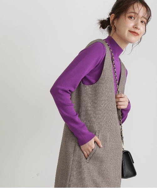 N.（N. Natural Beauty Basic）（エヌエヌナチュラルビューティーベーシック）の「◆総針ボトルネック長袖ニット（Tシャツ/カットソー・レディース・オフホワイト/グリーン/ブラック/パープル・MEDIUM）」の4枚目の写真